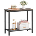 Hoctieon 2 Tier End Table, Sofa Side Table, Narrow Side Table With Storage, Slim Nightstand For Small Spaces, Metal Frame, For Living Room, Bedroom, Sofa Couch, Hall, Grey