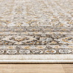 HomeRoots 510624 10 x 13 ft. Ivory & Gray Oriental Power Loom Stain Resistant Rectangle Area Rug with Fringe