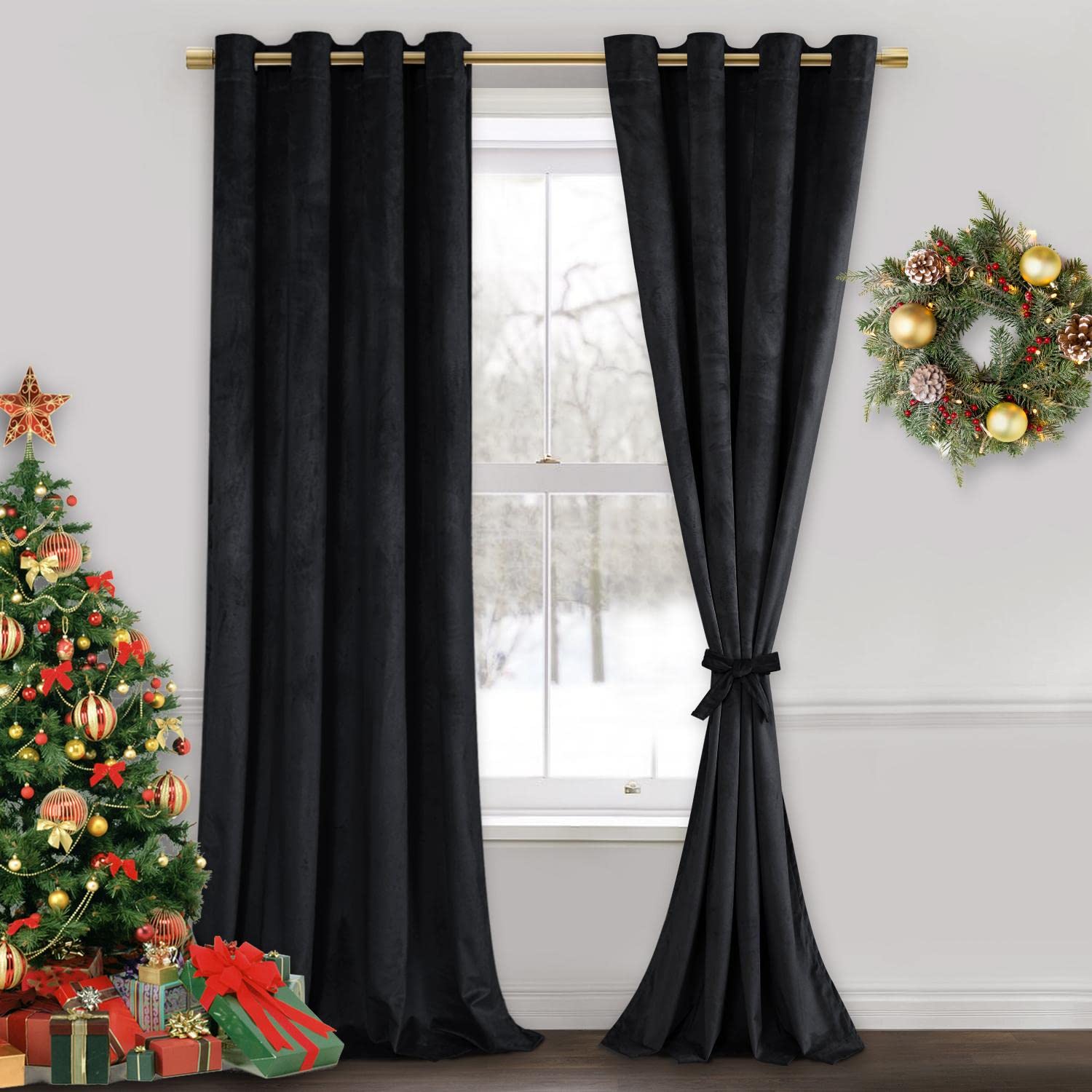 Jiuzhen Super Soft Velvet Curtains 120 Inch, Room Darkening Smooth Hand-Feeling Durable Curtains Thermal Insulated Privacy Prote
