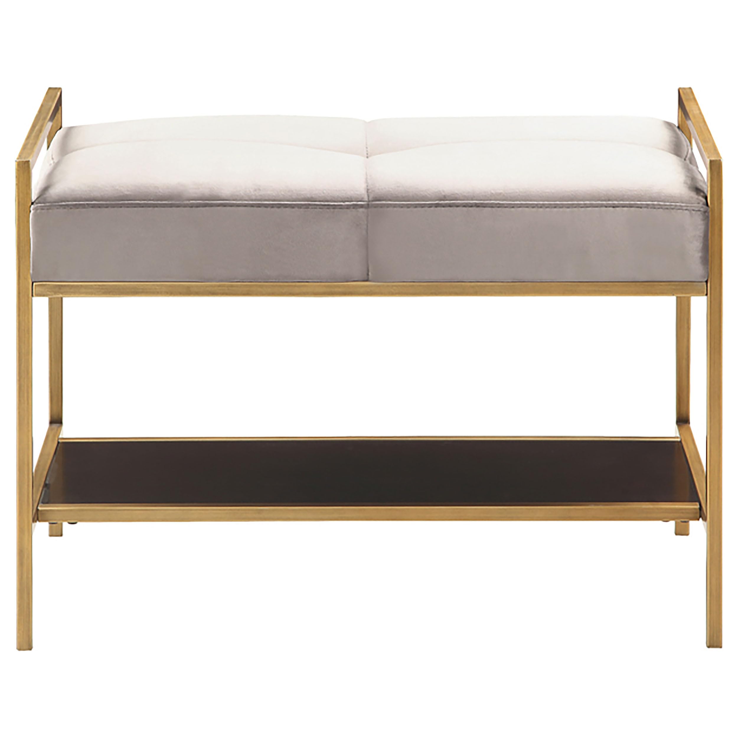 Coaster Maria Upholstered Bench, Warm Grey and Gold