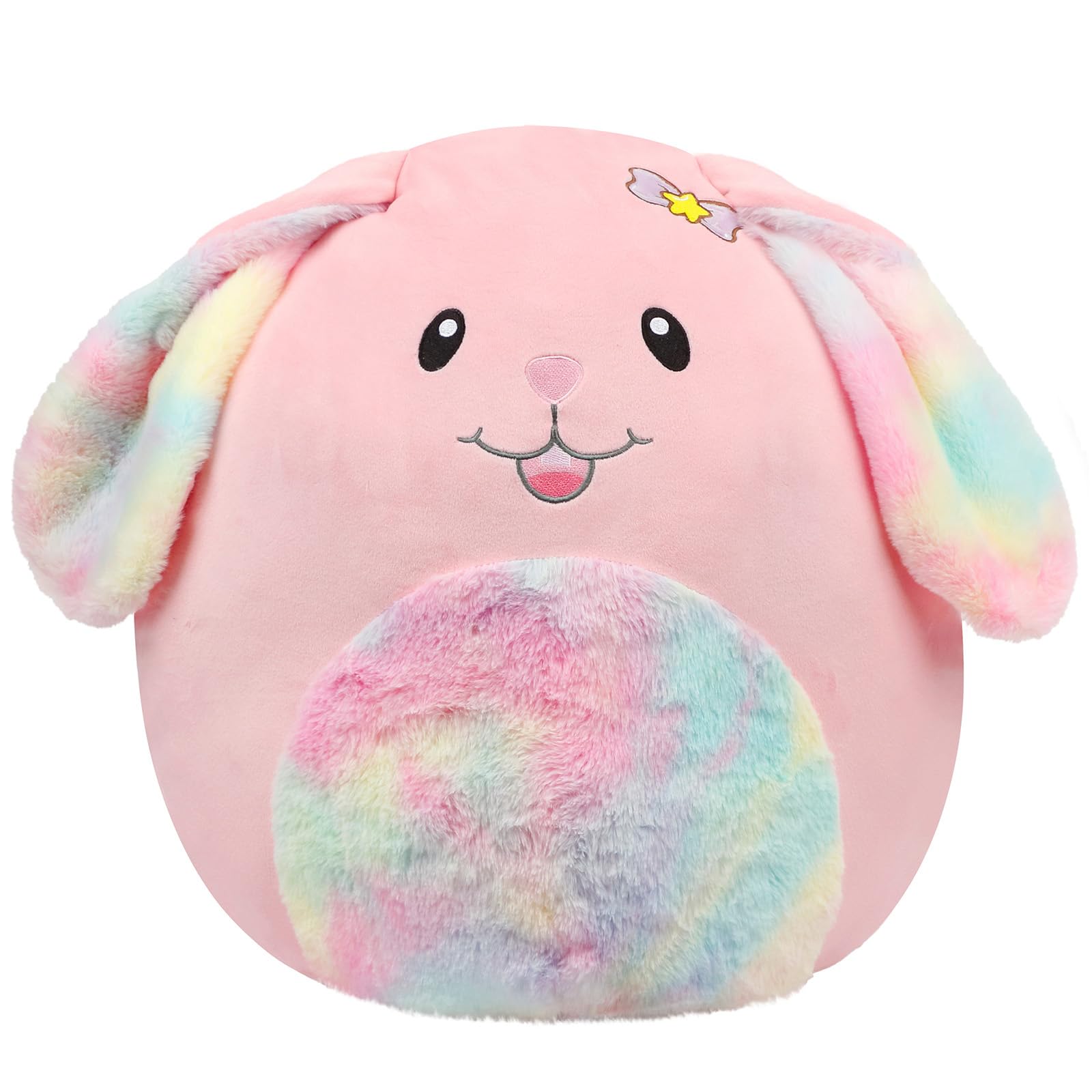 Mushymallow 20-Inch Bunny Large Rabbit Plush Pillow With Rainbow Belly Soft Jumbo Bunny Plush Toy Giant Cute Hugging Stuffed Ani