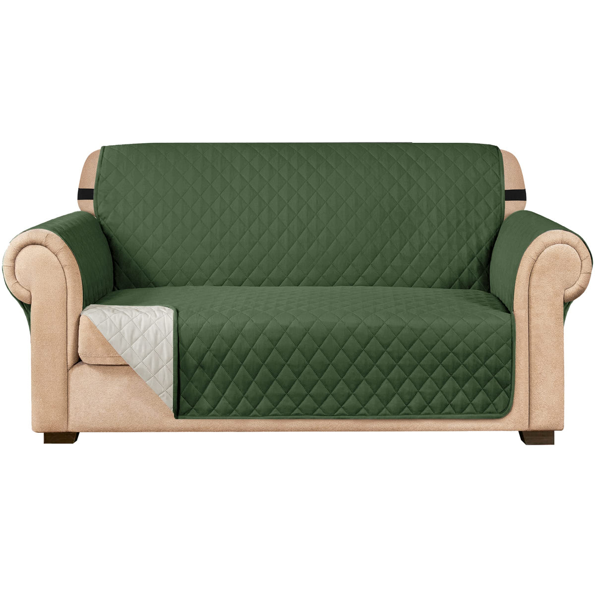 Subrtex Loveseat Cover For 2 Cushion Sofa Couch Slipcover Reversible Quilted Furniture Protector With Elastic Straps Washable Fo