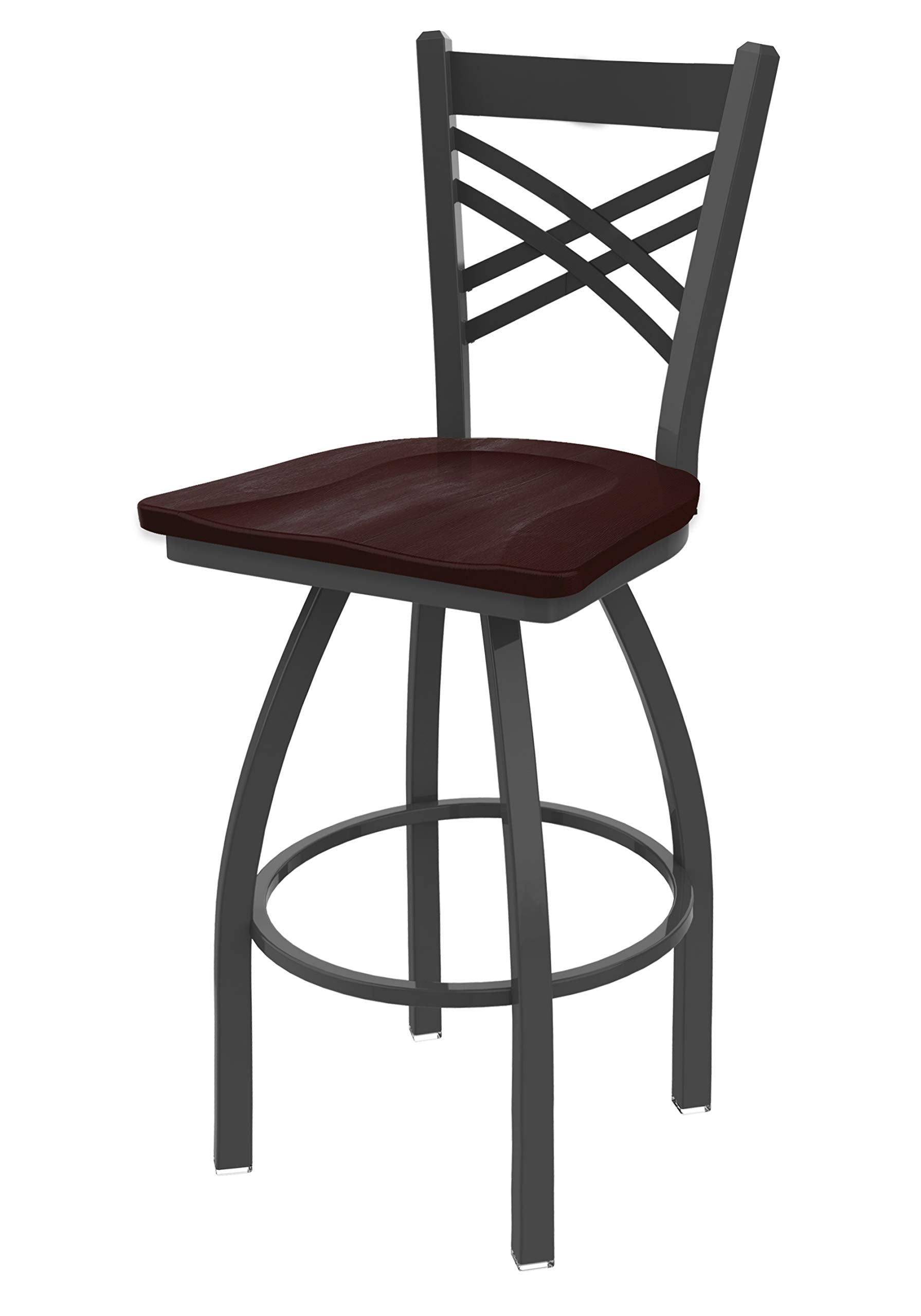 820 Catalina 25 Swivel Counter Stool with Pewter Finish and Dark Cherry Maple Seat