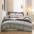 Cotton Twin XL Duvet Cover Gray Blue White Stripe Duvet Cover Modern Geometric Stripe Bedding Sets for Men Boy Teen Simple Style