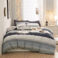 Cotton Striped Duvet Cover King White Grey Blue Striped Bedding Sets 100% Cotton Geometric Striped Comforter Cover 1 King Duvet 