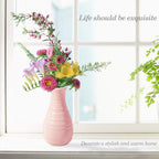 Unbreakable Vase For Flowers, Ceramic Look Plastic Vase For Home Decor, Living Room, Table (Seashell Pink)