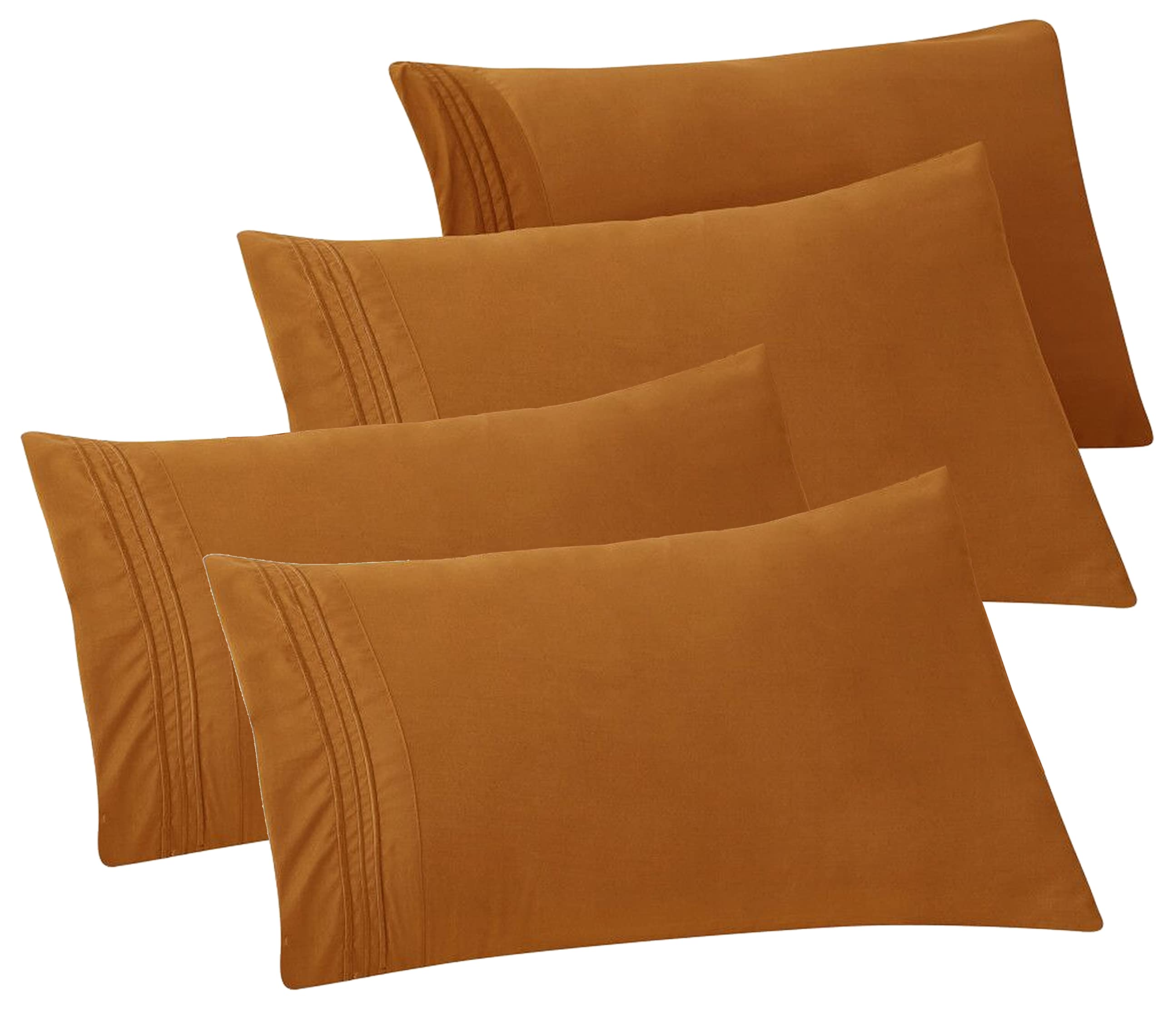 Elegant Comfort 4-Pack Solid Pillowcases 1500 Premium Hotel Quality Microfiber - Smooth Weave, Wrinkle And Stain Resistant, Easy