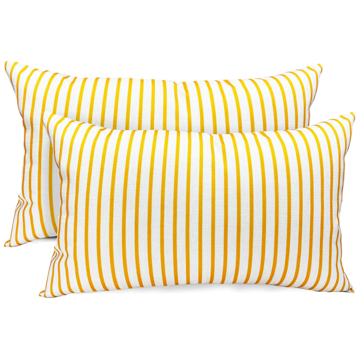 RYSMIYOU Decorative Throw Pillow Covers Set of 2 Chrome Yellow Striped Pillow Covers 12x20 Inch Throw Pillow Cover Linen Pillowc