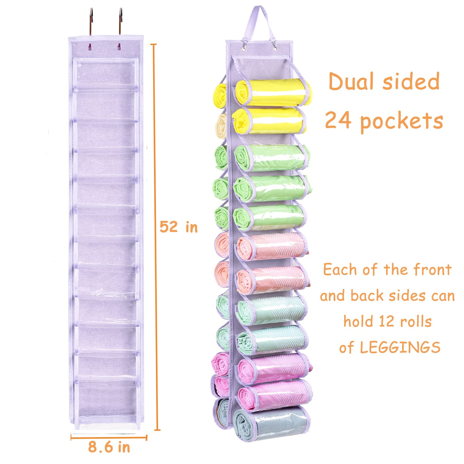 Rzmayis Nylon Legging Storage Bag Storage Hanger Can Holds 24 Leggings Or Shirts Jeans Compartment Storage Hanger, Foldable Legg