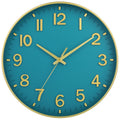 HZDHCLH Teal and Gold Wall Clocks Battery Operated 12 inch Silent Non Ticking Modern Wall Clock for Living Room Bedroom Kitchen 