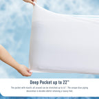 HOMTEC Queen Mattress Pad - Fitted Cooling & Breathable Deep Pocket (18-22") - Crystal Blue for Hot Sleepers, Model BCWQMPC