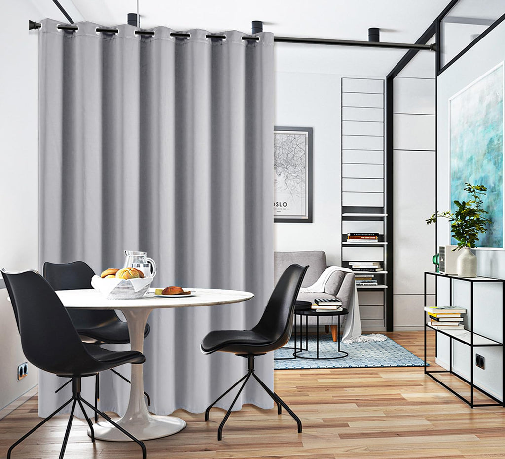 Pi Blackout Divider Door Curtains,Ring Top Privacy Room Darkeing Door Curtains Thermal Insulated Window Treatment For Living Room/Bedroom/French Door/Patio/Glassdoor(Light Grey, W100Xl108)