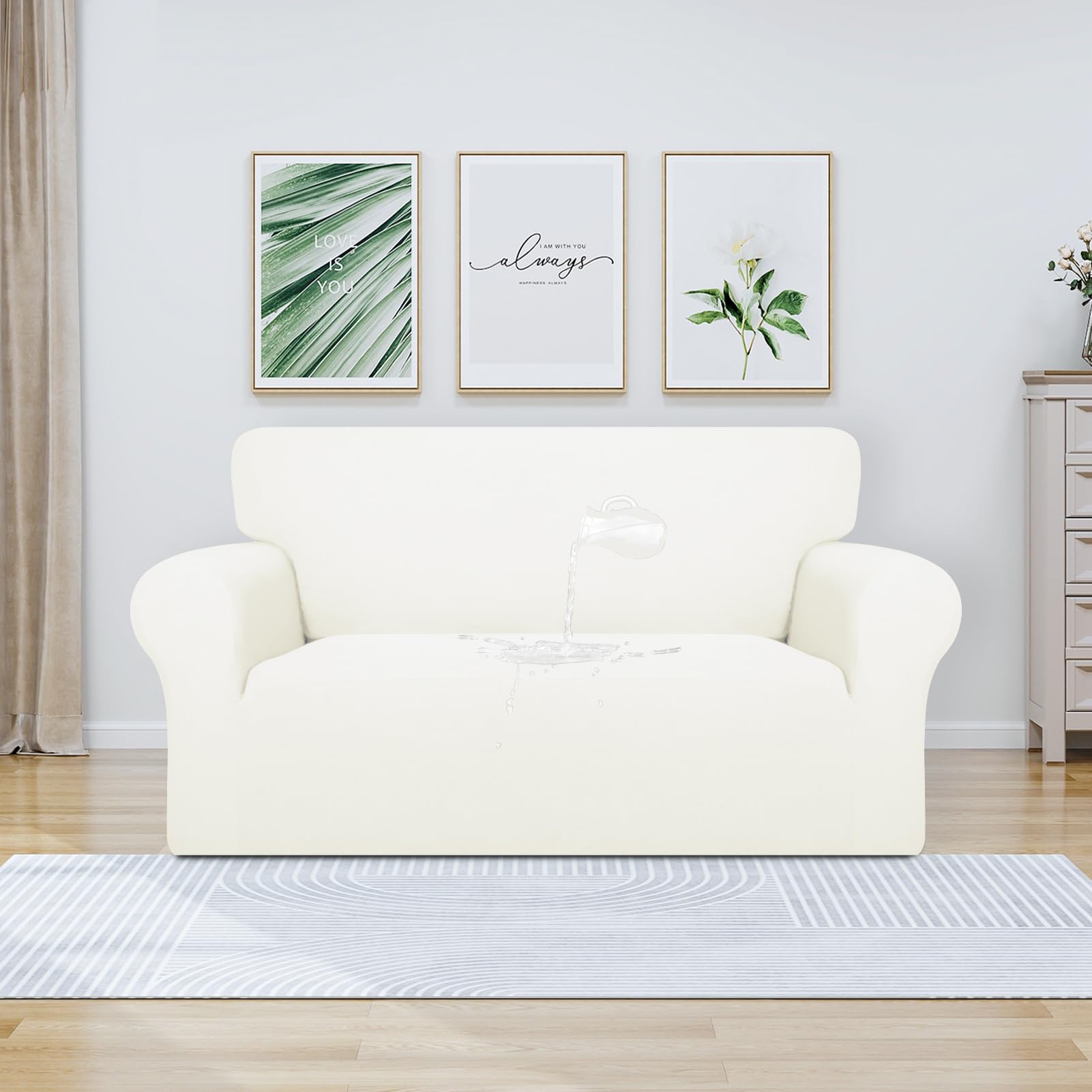 Purefit 100% Dual Waterproof Couch Cover Slipcovers For Couches And Sofas - Stretch Non Slip Fleece Sofa Covers Washable, Leakproof Furniture Protector For Kids, Pets, Dog (Loveseat, Peacock Blue)