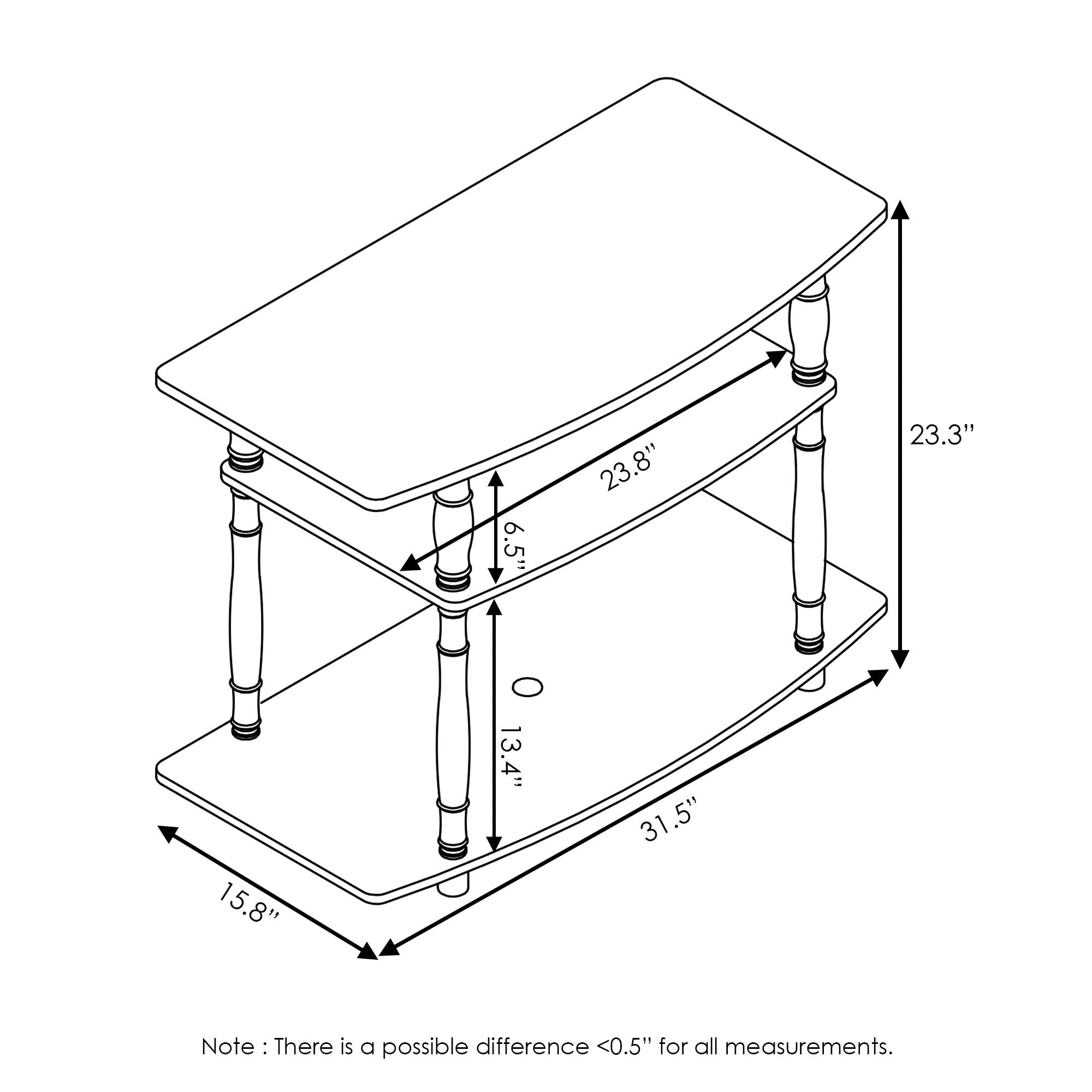 Furinno Turn-N-Tube No Tools 3-Tier Entertainment Center Tv Stand For Tv Up To 32 Inch, Plastic Classic Tubes, French Oak Grey/Black