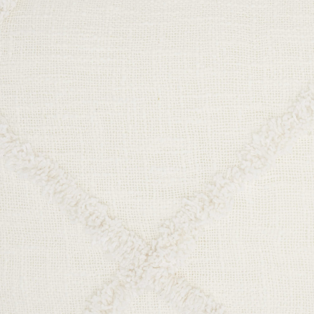 HomeRoots 100% Cotton Boho Chic White Textured Lines Throw Pillow