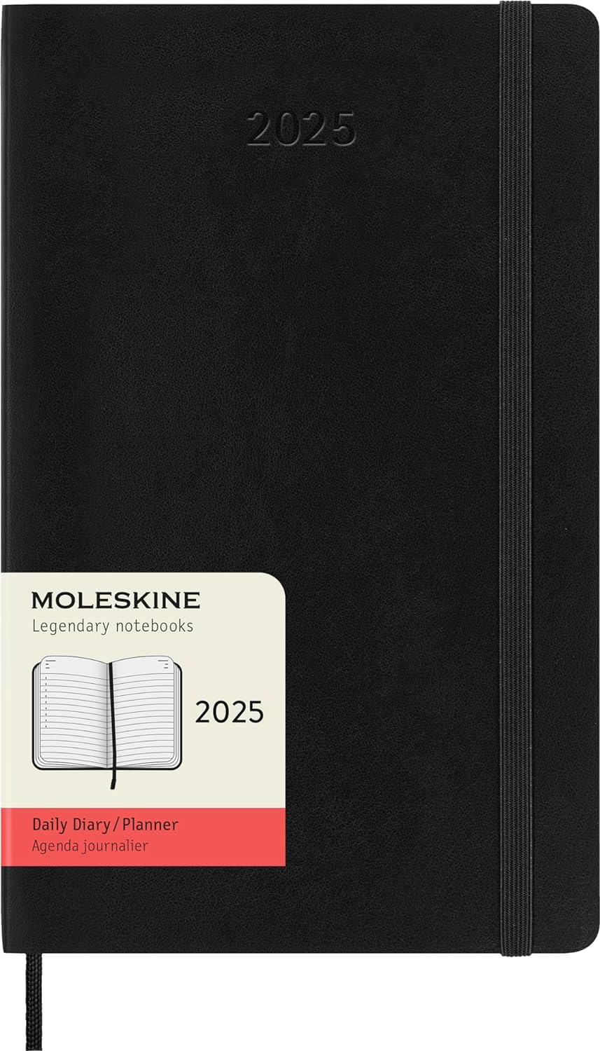 Moleskine Classic 12 Month 2025 Daily Planner, Soft Cover, Large (5' X 8.25'), Black, 400 Pages