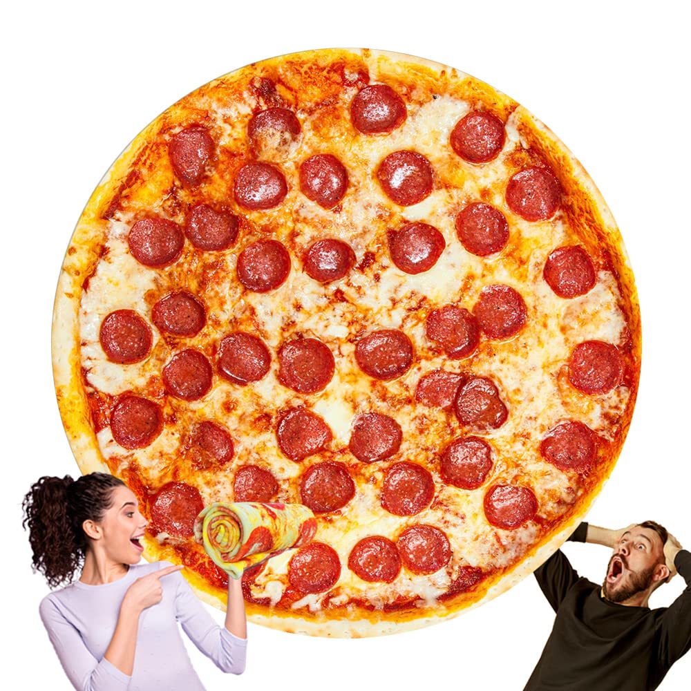 Hdfk Pizza Blanket For Kids Double Sided Adult Size Pepperoni Realistic Food Fleece Cheese Fluffy Throw Blankets Flannel Funny N