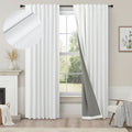 Complete Blackout Curtains White 80 Inches Long Kitchen Curtain Custom Drape for Cabin Door 2 Panels Sound Proof Draft Cold Warm