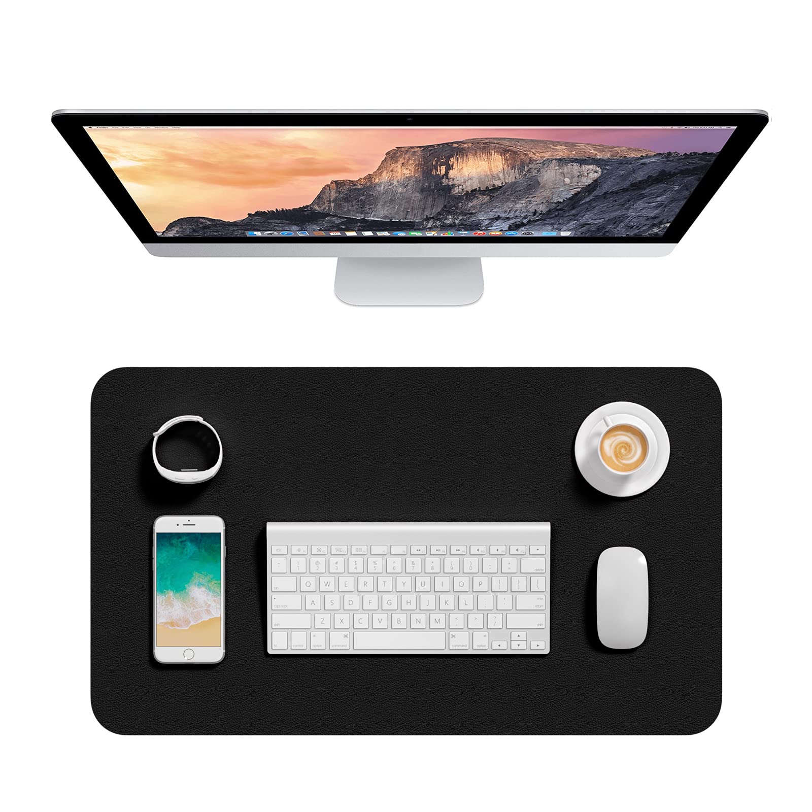 Hsurbtra Desk Pad, 23.6' X 13.8' Pu Leather Desk Mat, M Extended Mouse Pad, Waterproof Desk Blotter Protector, Ultra Thin Smal