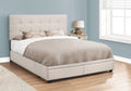 Monarch Specialties I 6021Q Bed, Queen Size, Platform, Bedroom, Frame, Upholstered, Linen Look, Wood Legs, Beige, Black, Transitional