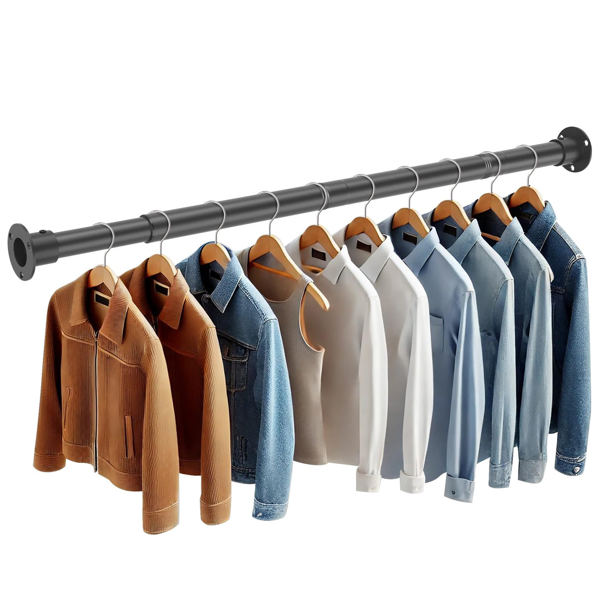 Adjustable Closet Rod 3544 Inch  1.3Diameter Heavy Duty Closet Rods for Hanging Clothes  Simple Clothes Rod for Closet  V