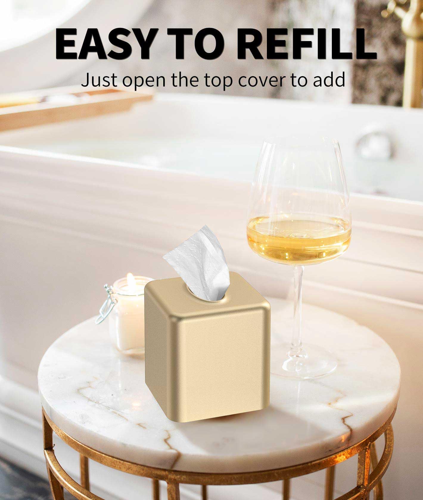 Livelab Tissue Box Cover, Square Metal Tissue Box Holder Modern Decor Facial Napkin Holder Tissue Box Dispenser For Bathroom Van