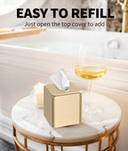 Livelab Tissue Box Cover, Square Metal Tissue Box Holder Modern Decor Facial Napkin Holder Tissue Box Dispenser For Bathroom Van