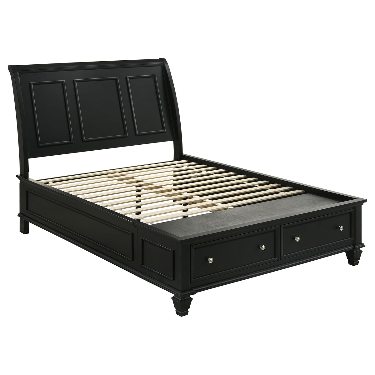 Coaster Home Furnishings Sandy Beach Coastal 5-Piece Bedroom Set Eastern King Size Storage Panel Bed Frame 57-Inch Headboard Black 201329Ke-S5