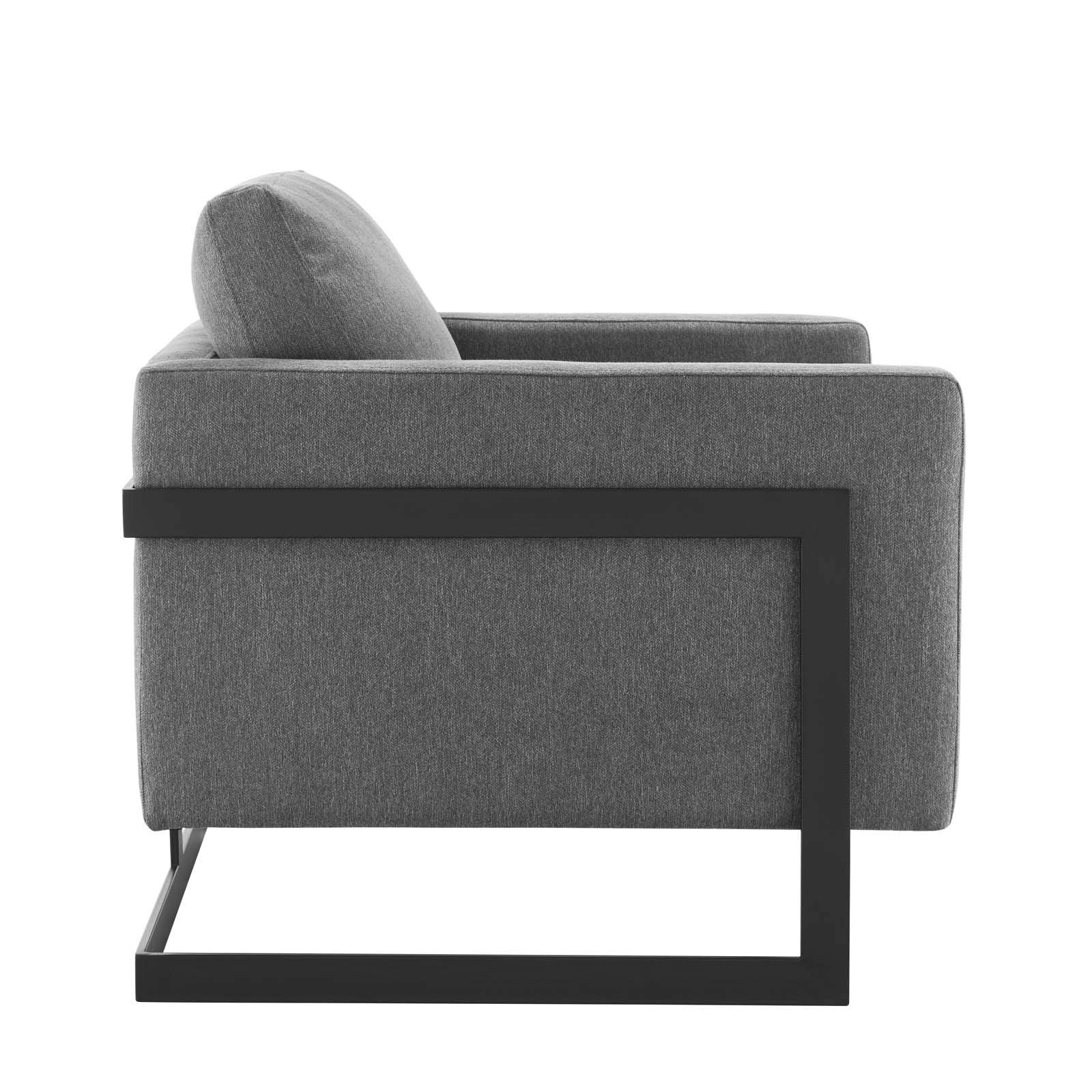 Modway Posse Upholstered Fabric Accent Chair In Black Charcoal