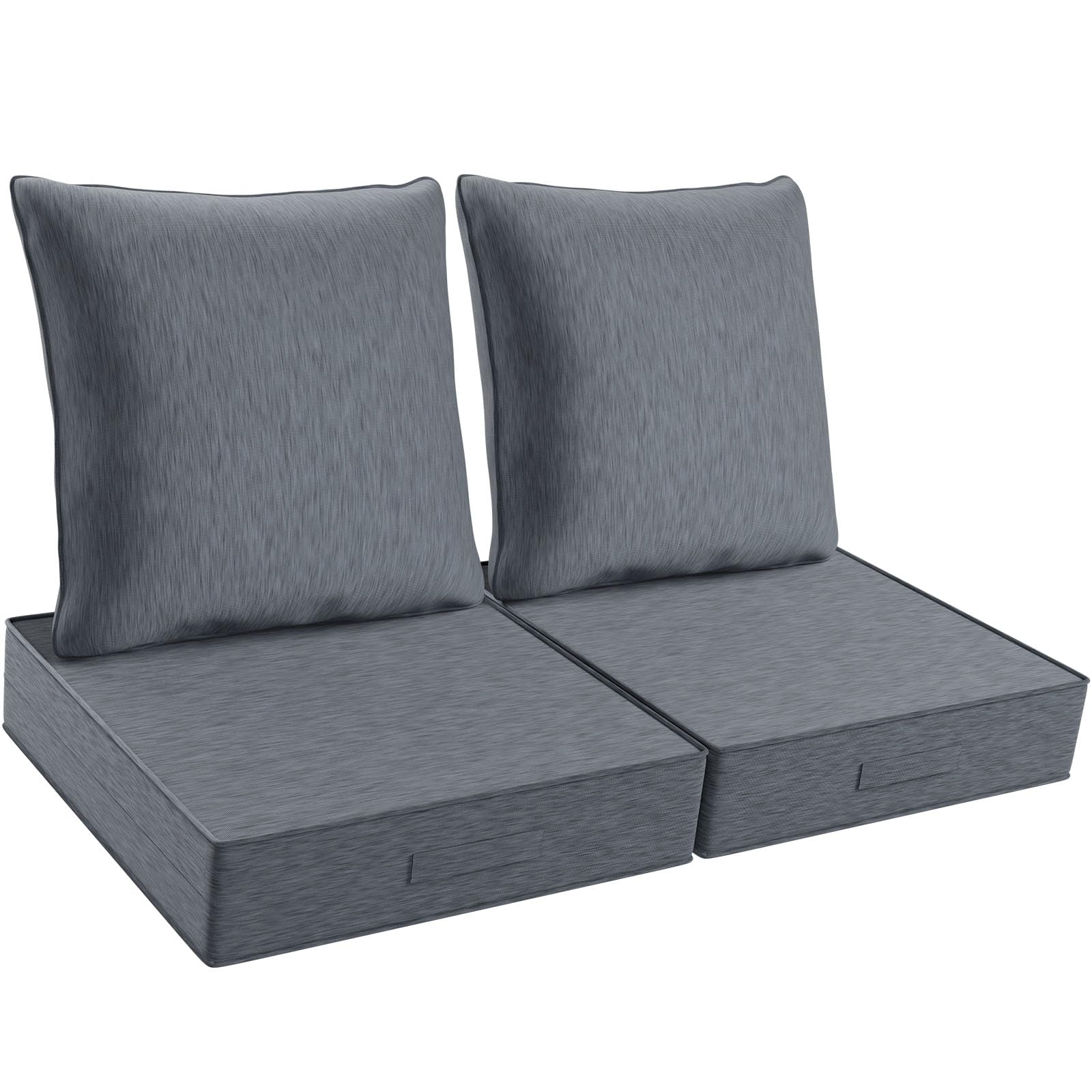 Aofeite Outdoor Water-Resistant Olefin Deep Seat Cushion Set, 2Pcs Weather And Fade Resistant 24'X 24'X 6' Patio Furniture Se