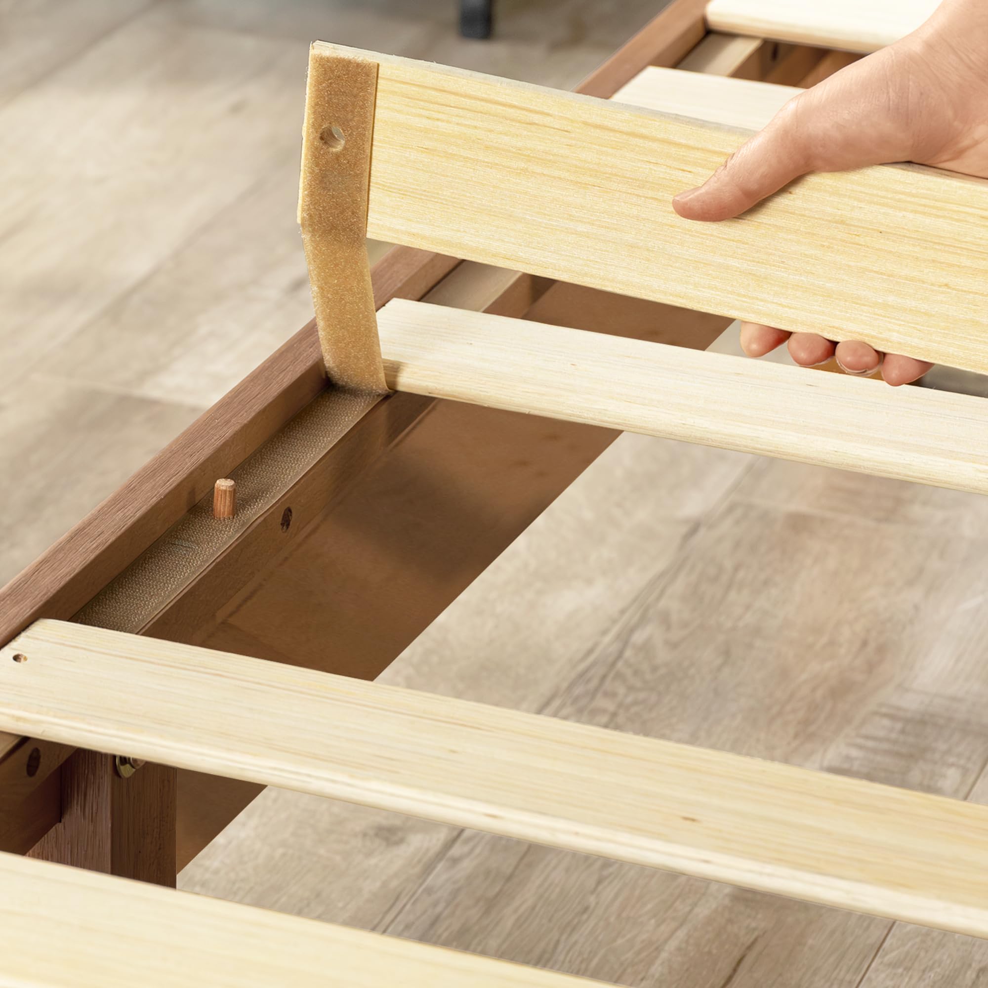 Mellow Naturalista Grand - 12 Inch Solid Wood Platform Bed With Wooden Slats - No Box Spring Needed - Queen (Natural Pine)