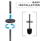 Js Jackson Supplies Sleek Toilet Brush And Holder With Metal Handle - Matte Black