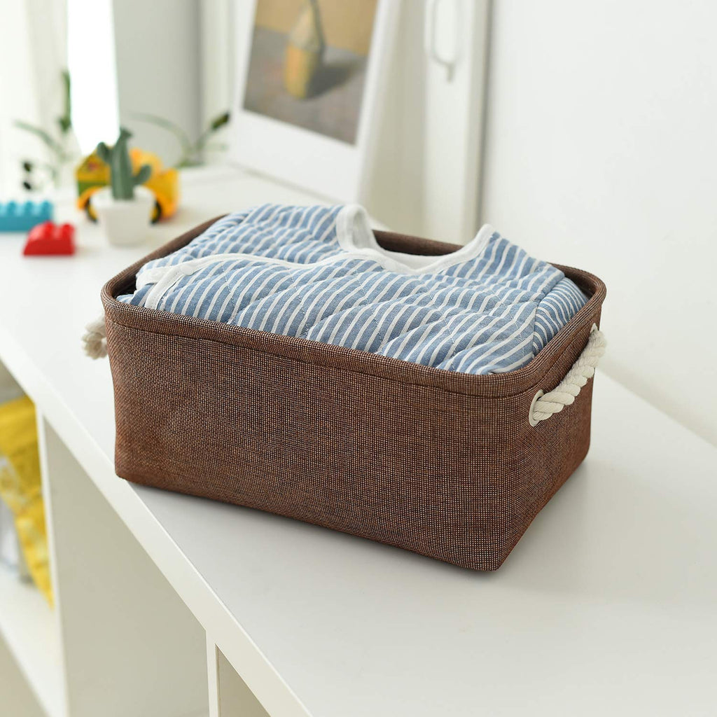 Thewarmhome Small Storage Basket Dog Toy Storage Basket Fabric Basket Canvas Storage Bin With Cotton Rope Handles Baskets For Gi