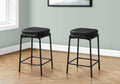 Monarch Specialties I 2225 Counter-Height Barstools, Set of 2, Black Leather-Look & Metal