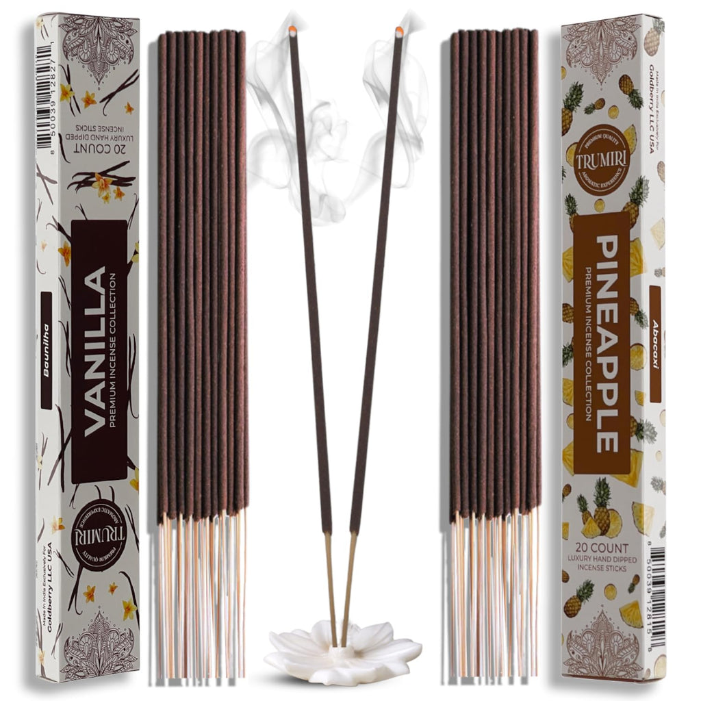 Trumiri Incense Sticks - Combo Pack of 40 Insence-Sticks - 20 Vanilla + 20 Pineapple - Insenses - Insents - Incents - Inscense -