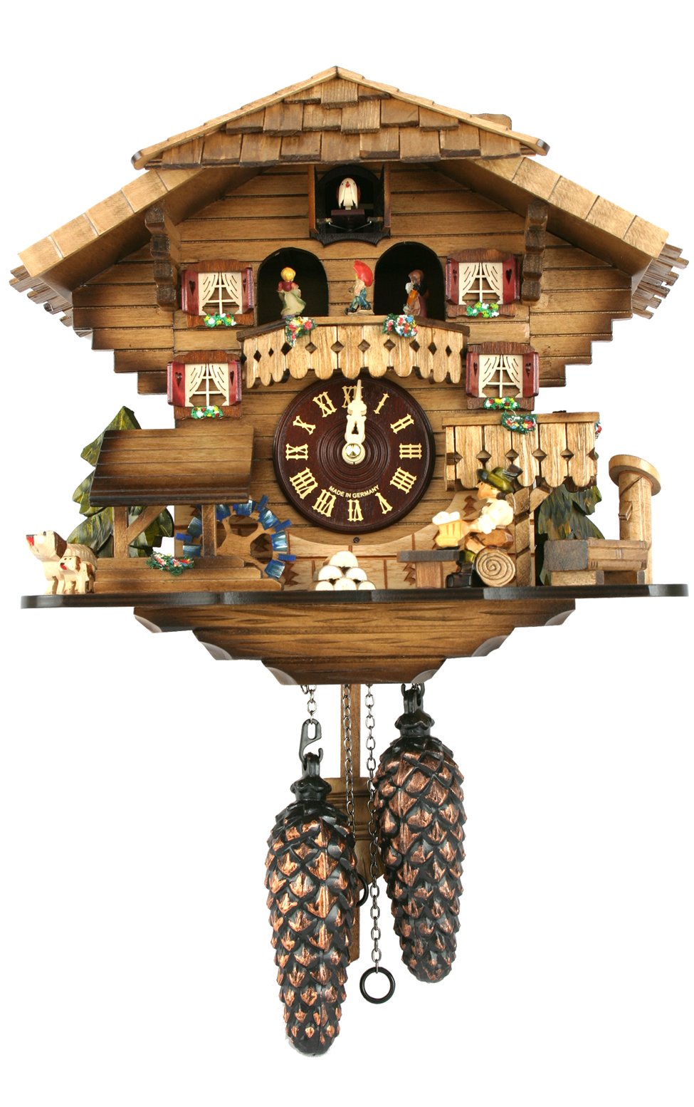 Alexander Taron Importer 490Qmt Engstler Battery-Operated Cuckoo Clock-Full Size-11.75" H X 12.5" W X 7.5", Brown