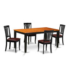 East West Furniture NIAV5-BCH-LC 5 Piece Kitchen Table Set for 4 Includes a Rectangle Dining Room Table with Butterfly Leaf and 4 Faux Leather Upholstered Chairs, 36x66 Inch, Black & Cherry