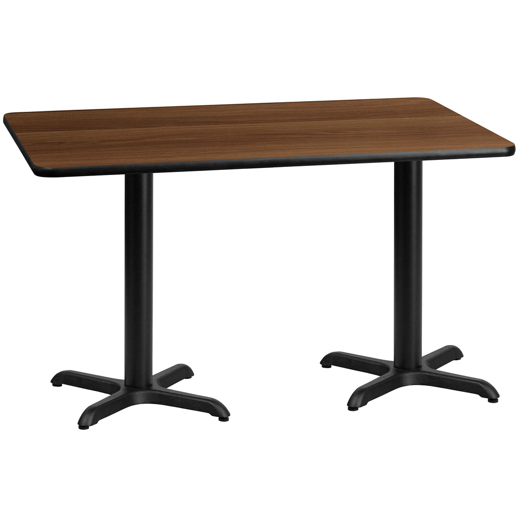 Flash Furniture Graniss 30'' x 60'' Rectangular Walnut Laminate Table Top with 22'' x 22'' Table Height Bases