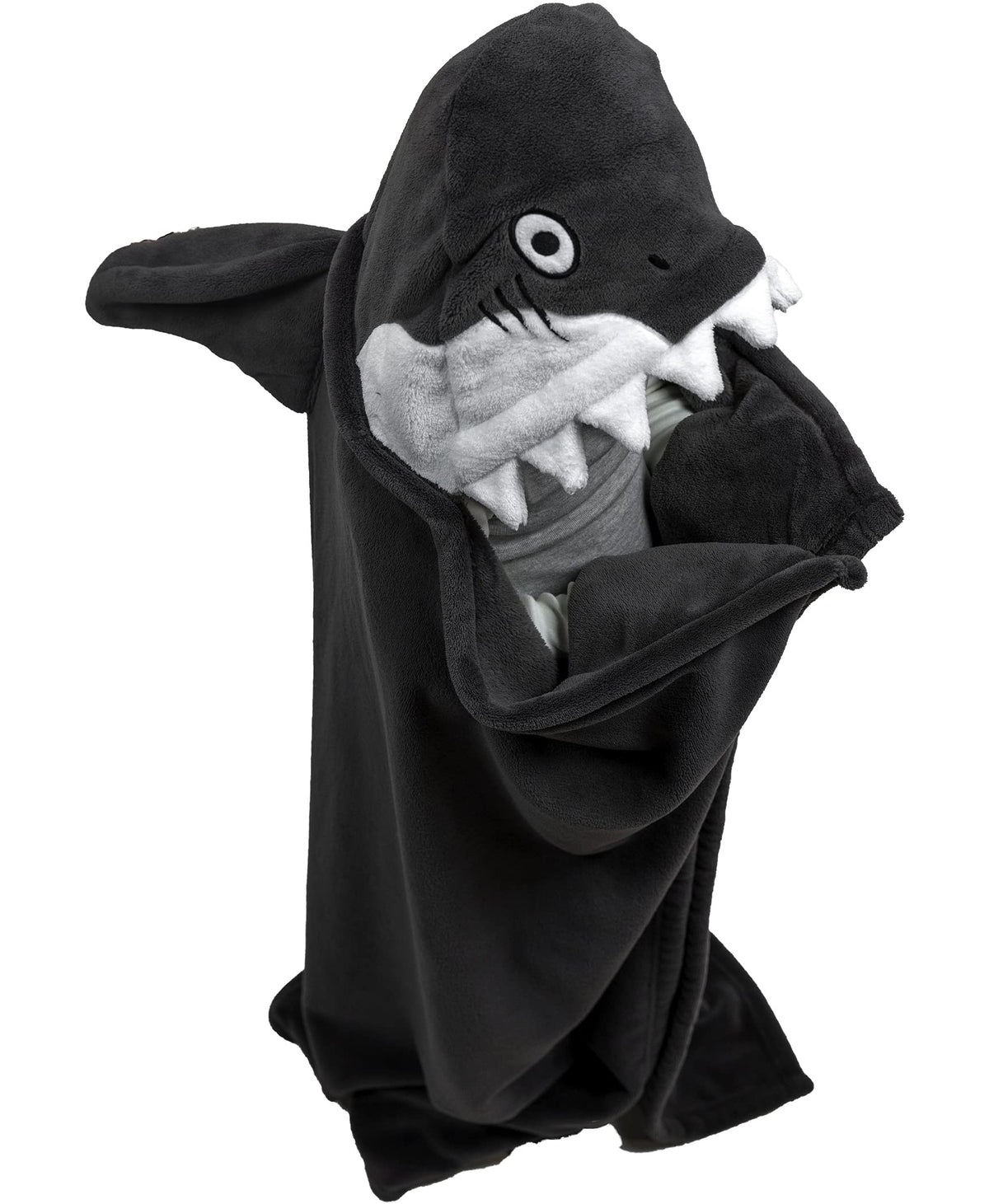 Lazy One Wearable Hooded Blanket For Kids, Animal Hooded Blanket (Shark Blanket)