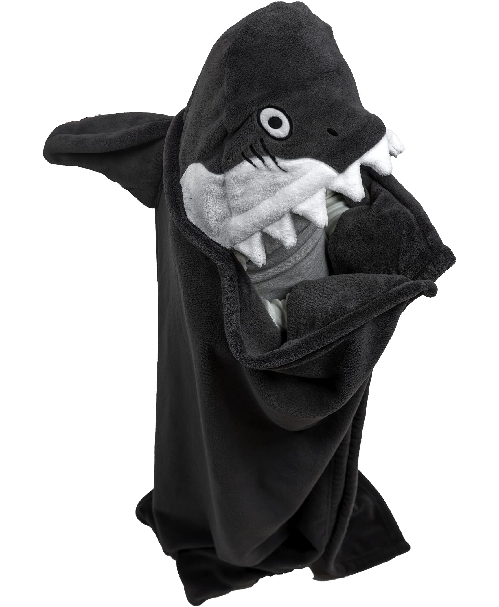 Lazy One Wearable Hooded Blanket For Kids, Animal Hooded Blanket (Shark Blanket)