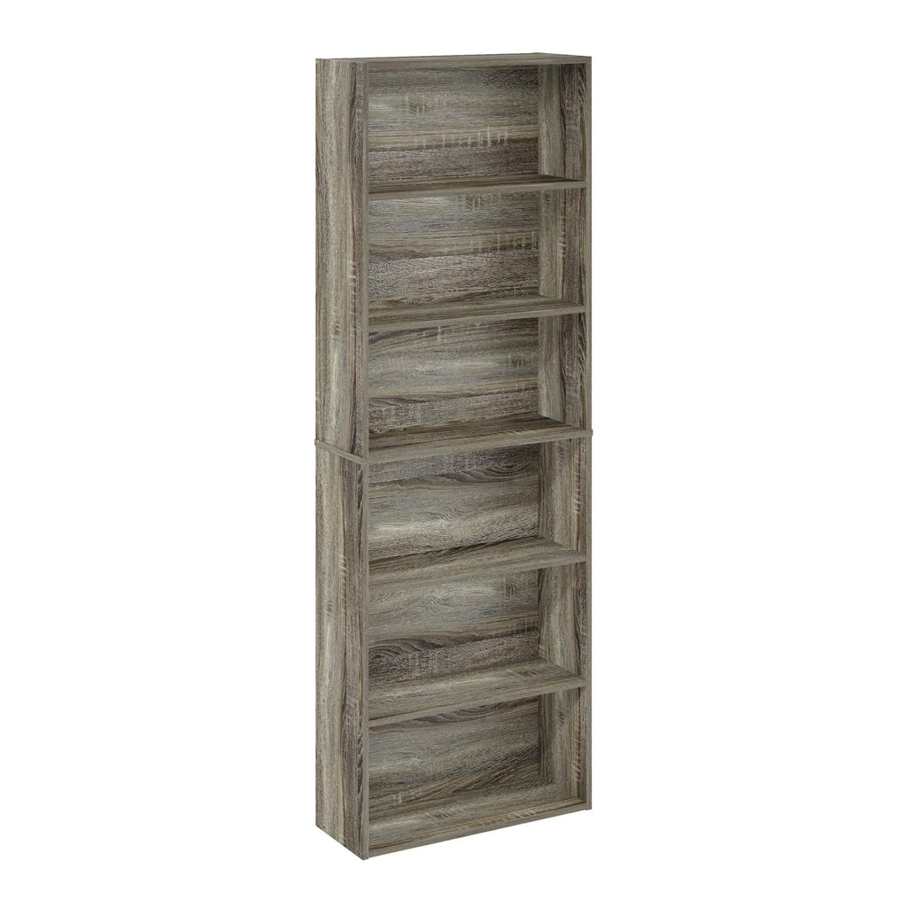 Furinno Jaya Simply Home Free Standing 6-Tier Open Storage Bookcase, French Oak