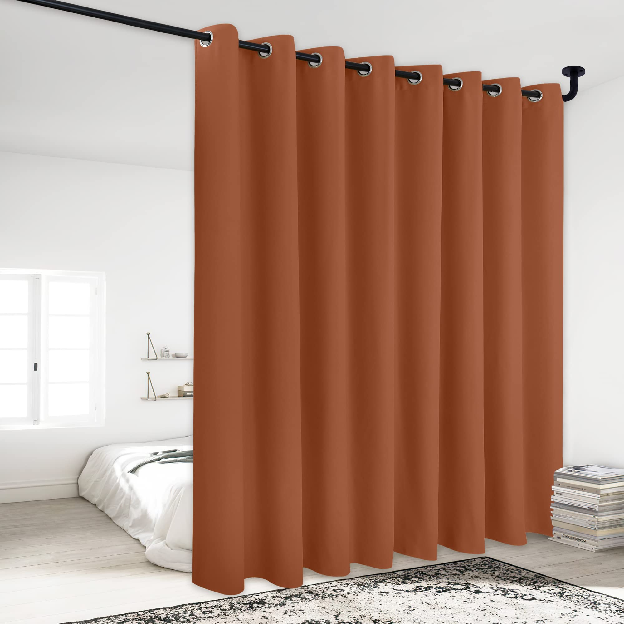 Nicetown Lower Noise Room Divider Curtain Screen Partitions, Burnt Orange, 1 Panel, 84' Tall X 120' Wide, Blackout Sound Reduc