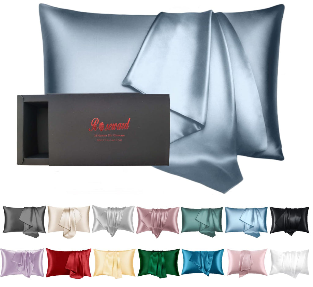Mulberry Silk Pillowcase King for Hair and Skin Made in USA, 22 Momme Pure Silk, Anti Acne Pillow Cases with Zipper, 6A Grade Or