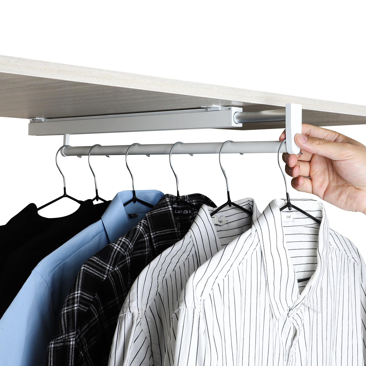 BaiNong pull out closet rod pull out pants rack for closet white 13-3/8 inch pull out valet rod closet pull out clothes closet r