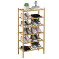 Romguar Craft 6-Tier Bamboo Small Shoe Rack, Free Standing Wood Shoe Shelf Storage Organizer For Closet Entryway Stackable (Natural)