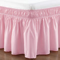 Rimela Pink Bed Skirt Queen Size 15 Inch Drop Elastic Wrap Around Dust Ruffle Solid Bedding Bedskirt Soft Microfiber Fabric Mach