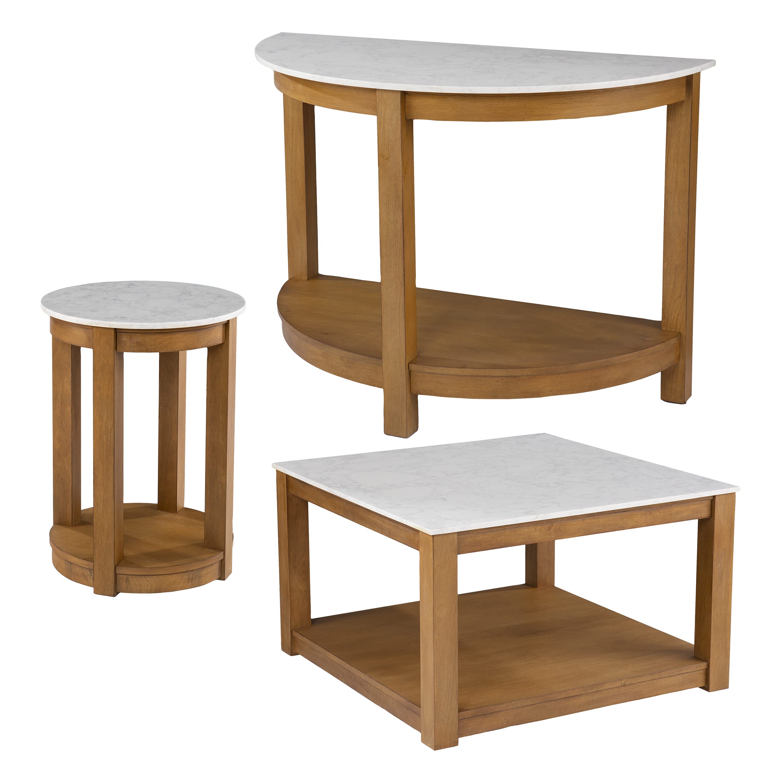 SEI Furniture Chandlen Square 30" Wood Cocktail Table, White & Natural