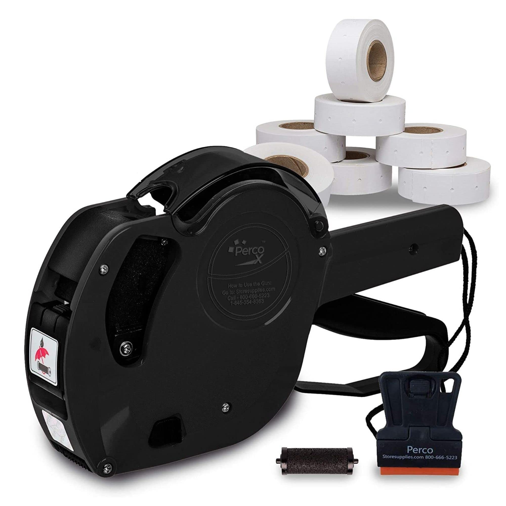 Perco X 1 Line Dater Gun With Labels Kit - 1 Line Label Gun With 9000 White Blank Labels, And An Extra Inker