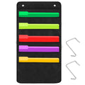 Sinzip Heavy Duty 5 Pocket Door Hanging File Organizer, Black Wall Storage Pocket Charts With 2 Hangers, Great For Classroom, Sc