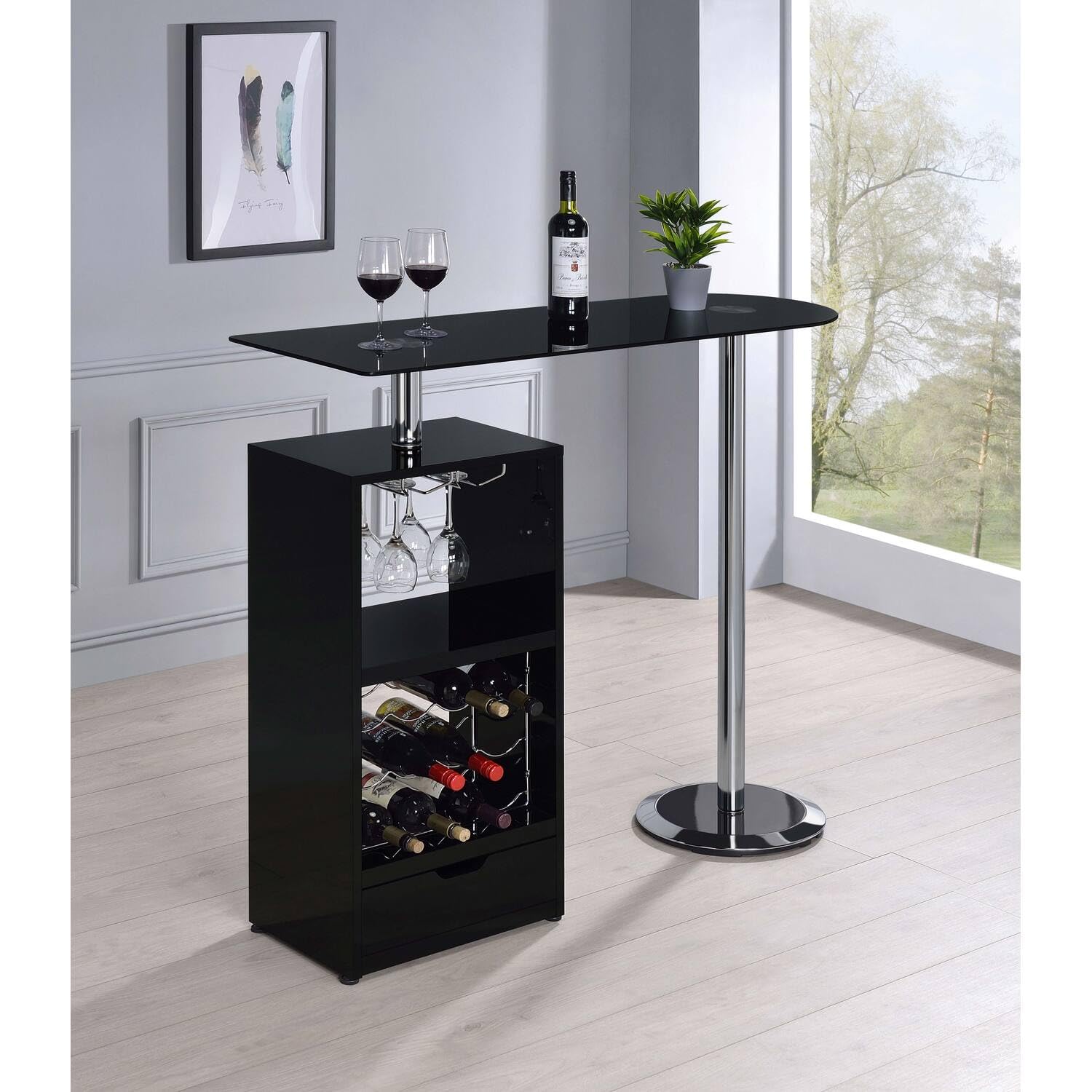 Coaster Furniture Bar Table W/Wine Storage Black 120451